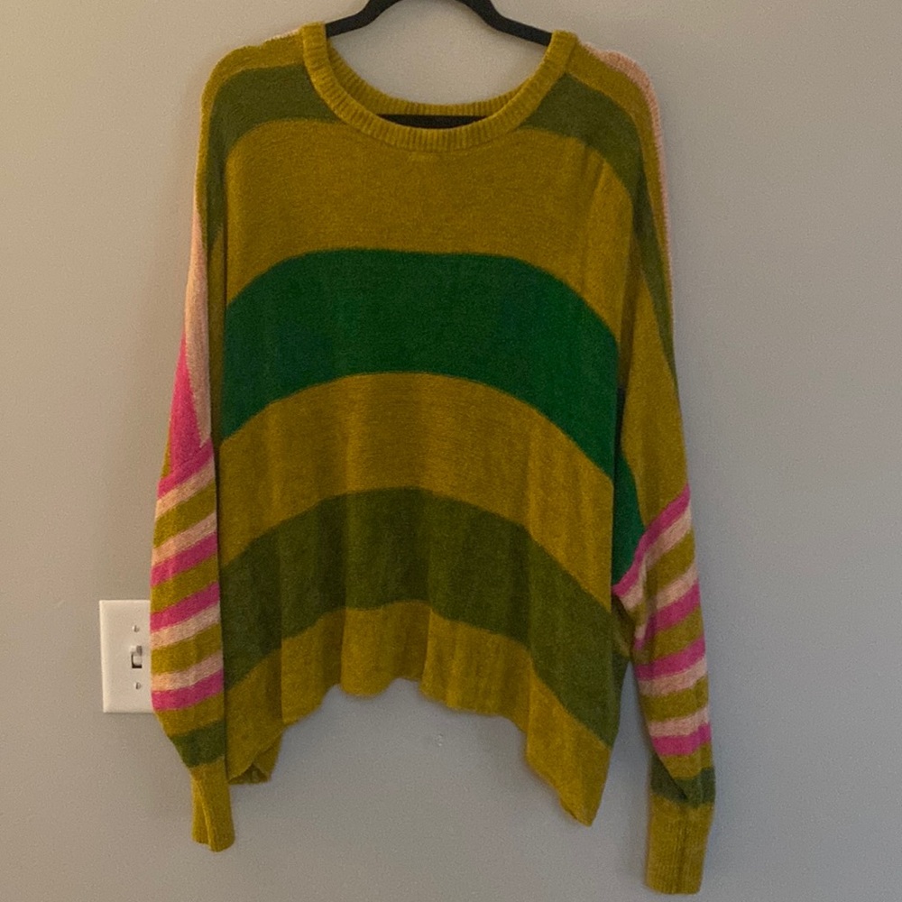 FREE PEOPLE STRIPED CHENILLE SWEATER M